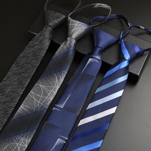 

bow ties tie men's zipper business professional work security married bridegroom student blue gray 7cm no knot lazy man, Black;gray