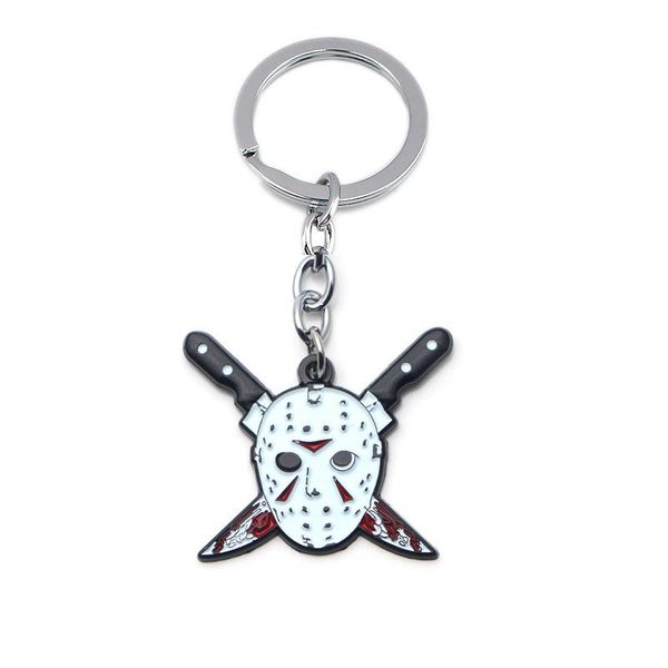 

keychains dz1781 halloween 90s horror movie charm pendant car key chain keys ring holder creativity jewelry gifts, Silver