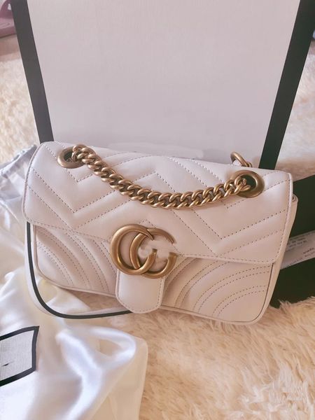 

design s bag new chain water ripple lattice love bag marmont series