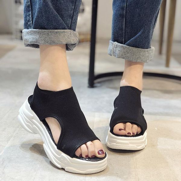 

women platform sandals summer shoes woman casual slip on open toe sandalen black