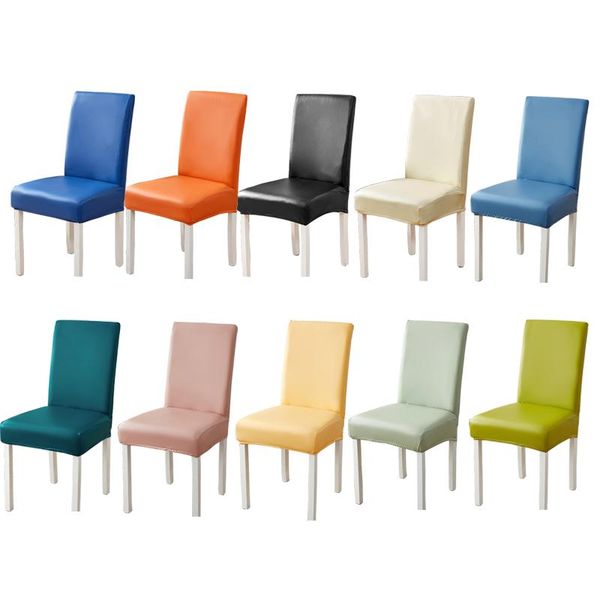 

chair covers 100% waterproof pu cover leather solid seat elastic for wedding dining room office banquet housse de chaise