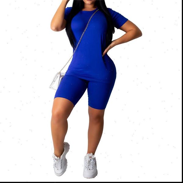 

sport tracksuit two piece set womens tracksuits summer solid short sleeve shirt pants suit jogging outfit club matching, Gray