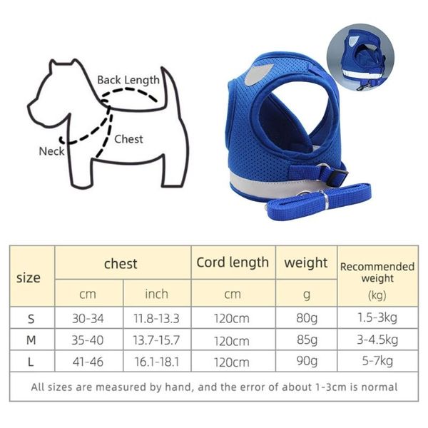 

dog collars & leashes harness vest adjustable breathable mesh back lightening design for outdoor pet control in nylon