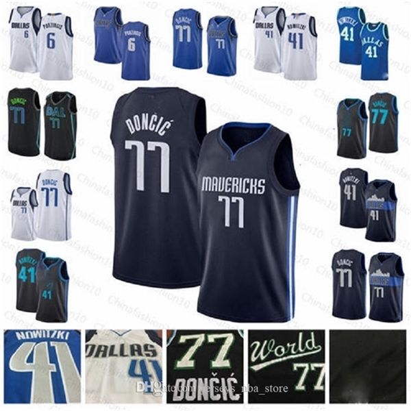 

09mens 77 doncic jersey 41 nowitzki youth kristaps 6 porzingis vintage basketball jerseys s, Black
