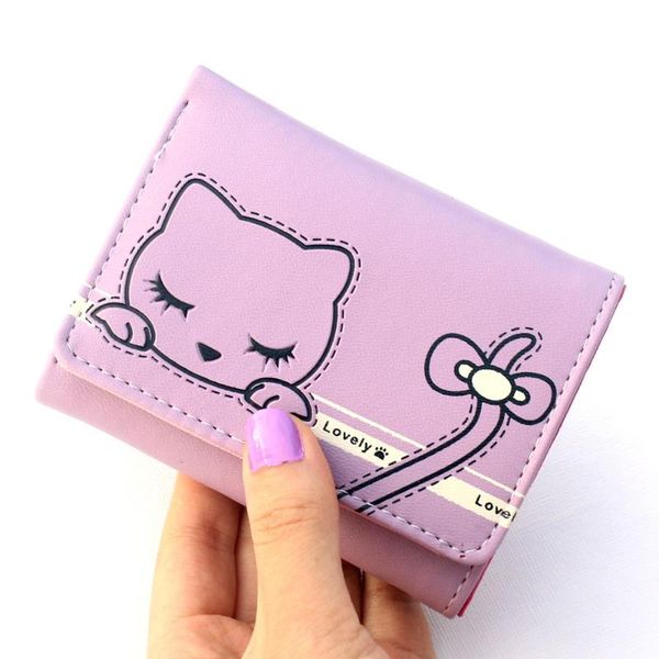 

wallets cute cartoon leather girls fashion short wallet student coin purse card holder ladies clutch bag female, Red;black