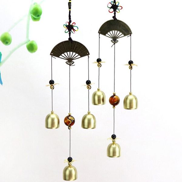 

outdoor bronze yard garden living room hanging decoration wind chimes chinese style chime with poem caved on the fan multi tubes decorative