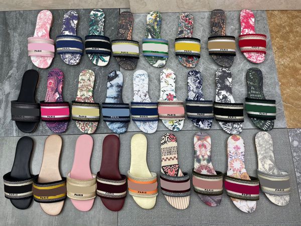 

summer paris classic fashion slippers for women, outdoor beach non-slip flats. embroidered monogrammed sandals in full range of colors, Black