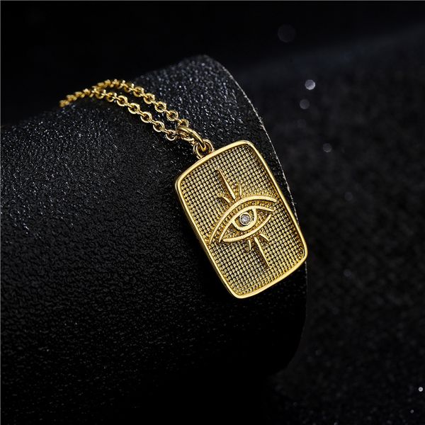 

copper plated 18k gold square pendant ins wind devil's eye necklace, Silver
