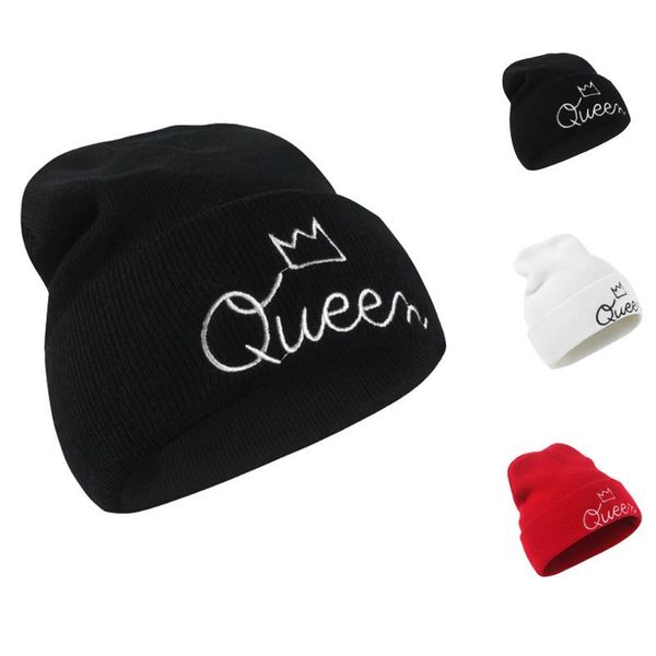 

beanie/skull caps king queen fashion versatile letter embroidered knit hat, Blue;gray