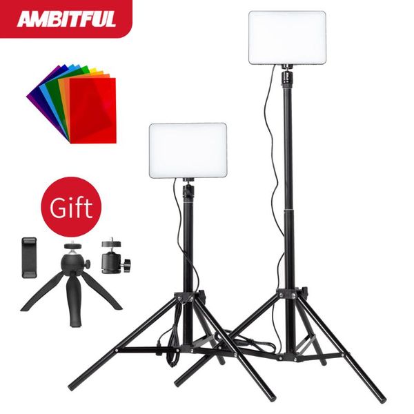 

2pcs 15w led video light lighting + color filter mobile phone holder stand for live game shooting ligh flash heads