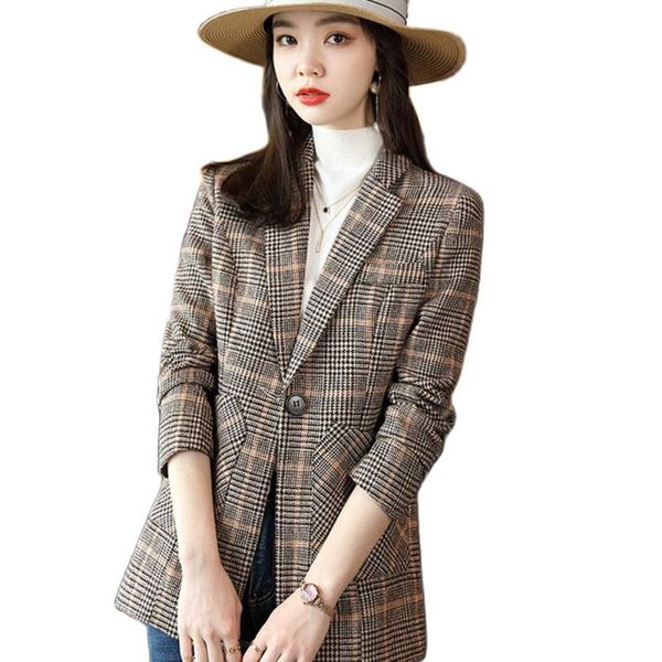 

women's suits & blazers .y.fantasy gray plaid small suit jacket women 2021 spring and autumn fashion temperament casual w, White;black