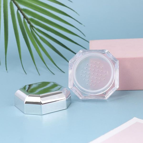 

storage bottles & jars plastic empty loose powder pot with sieve cosmetic makeup jar container handheld portable sifter cap