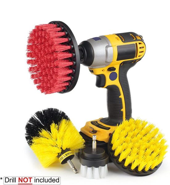 

scrub brush drill attachment kit - powered cleaning attachments time saving car sponge