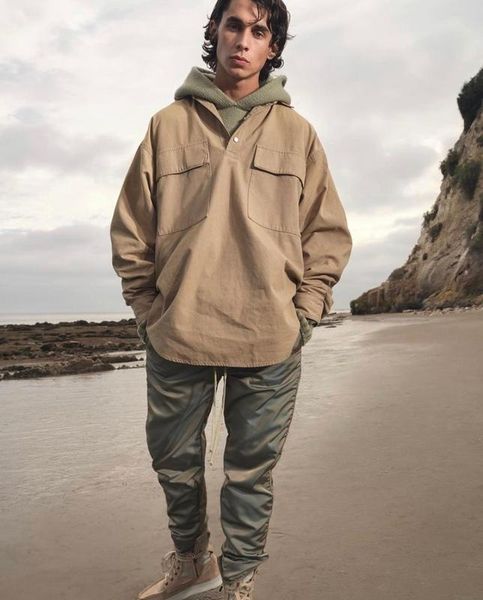 

men's casual shirts 1:1 version fg 7th canvas work shirt hip hop high street oversize men women couple, White;black