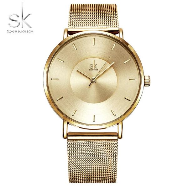 

wristwatches sk women watch dress stainless steel gold analog quartz wristwatch fashion luxury ladies golden rose clock, Slivery;brown