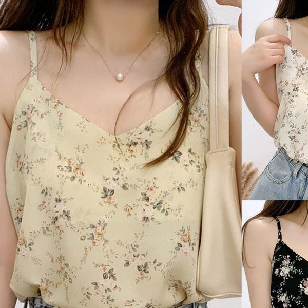

fashion v neck casual women tanks sleeveless printed vest loose, White
