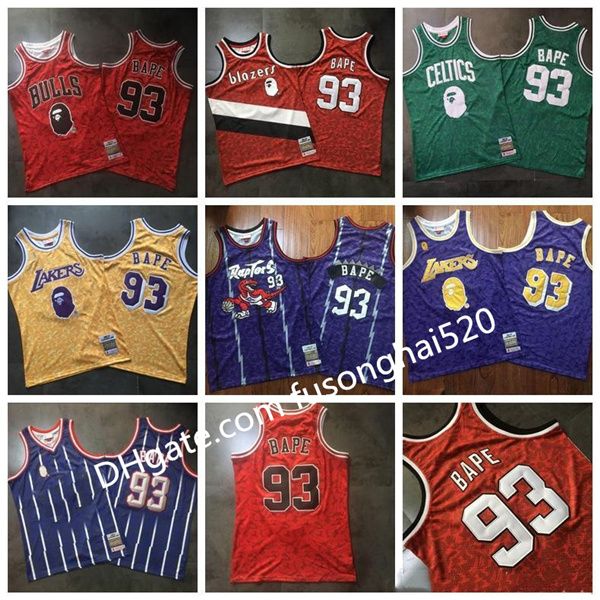 

fast delivery 2021 basketball jersey 93 bape chicago bull mitchell ness , secret embroidered jerseys, Black;red