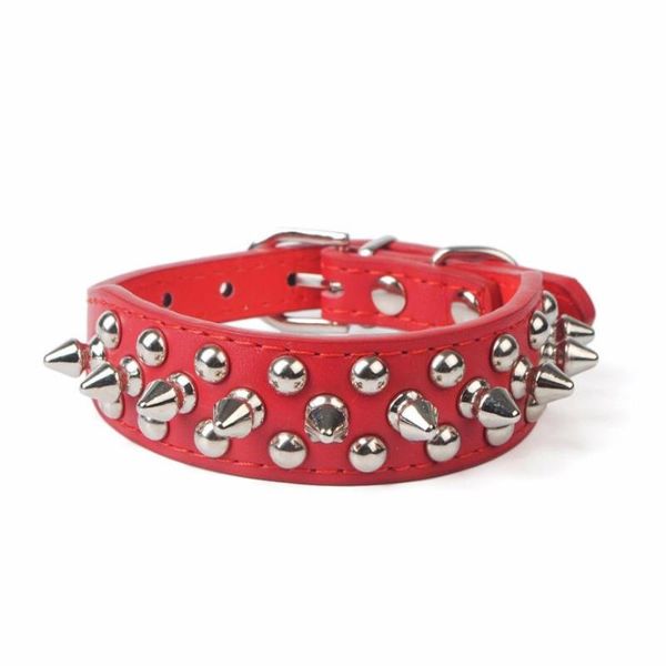 

dog collars & leashes 6 colors small collar leather puppy dogs rivet adjustable diamond rhinestone pet acessorios