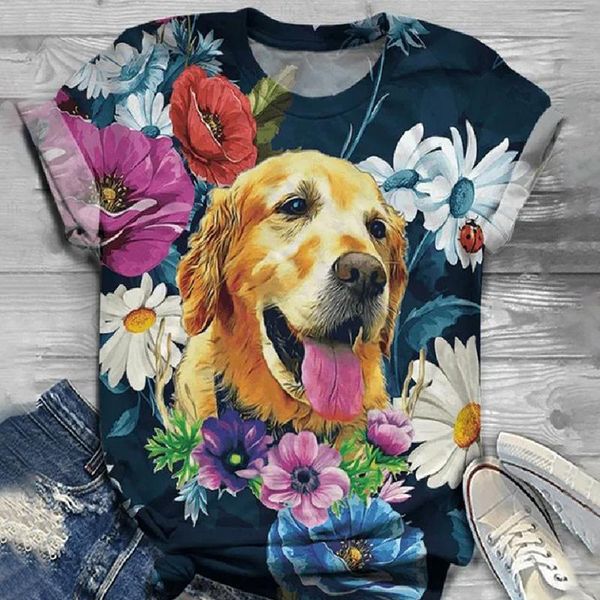 

women's t-shirt casual print round neck short sleeve, White