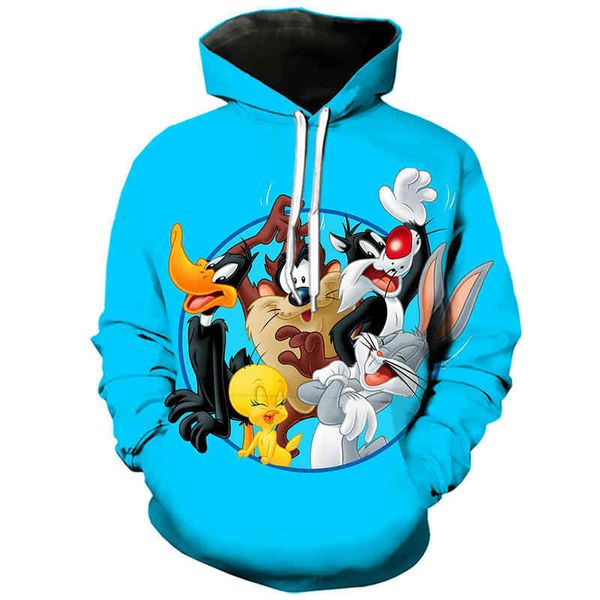 

boys' and girls' rabbit hooded sweatshirt, 3d cartoon printed clothing, leisure, fashion, personality, 2021 large top, Black