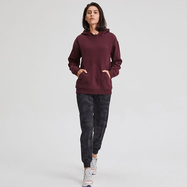 

sport fitness hoodies lu-123 women autumn winter fleece hooded sweatshirt solid gym outwear warm sweat femme yoga sweatshirt jacket coattee#, Black;red