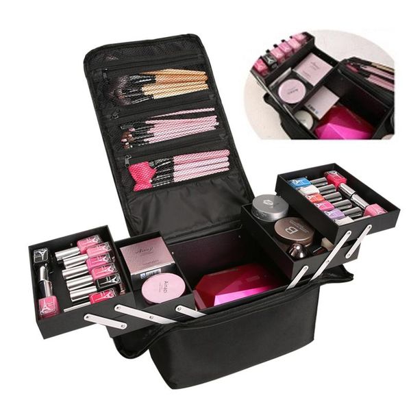 

cosmetic bags & cases multilayer clapboard bag case beauty salon tattoos nail art tool bin fashion women makeup organizer large capacity