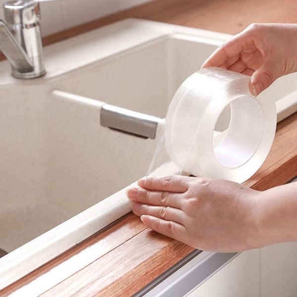 

wallpapers bathroom kitchen sealing strip transparent waterproof toilet sealant caulk tape wall sticker sink edge