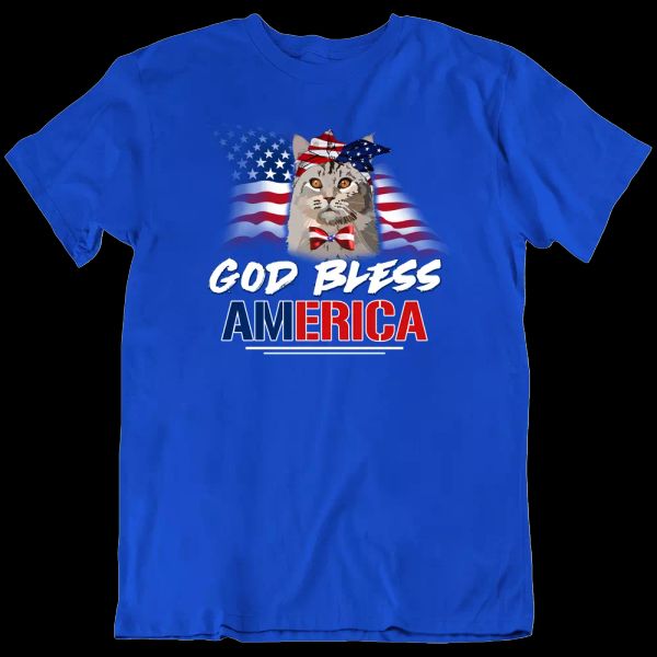 

cat meow tee god bless american flag funny classic gift t shirt new, White;black