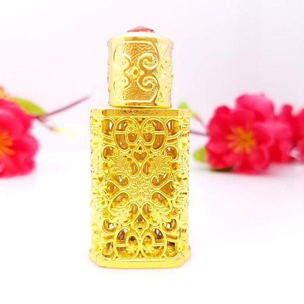 

3ml retro hollow flower decoration gold/silver plating antiqued empty glass bottle with jewel stone vintage wedding gift bottles storage & j