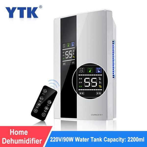 

2.2l household dehumidifier mute bedroom moisture absorption dryer led display remote control timing external water pipe dehumidifiers