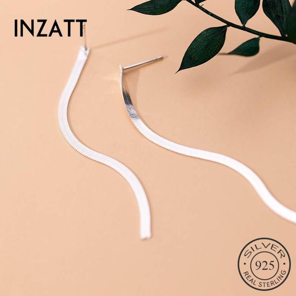 

inzareal 925 sterling silver chain tassel stud earrings for fashion woman party trendy fine jewelry minimalist accessories, Golden;silver