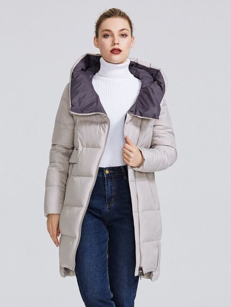 

miegofce zip up asymmetrical hem puff winter coat u3lc#, Black