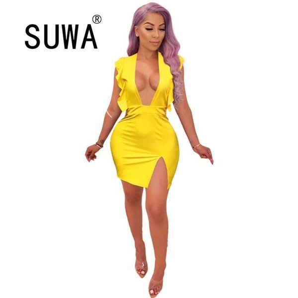 

women dresses summer arrival deep v neck party night club mini dress wholesale clothing streetwear 210525, Black;gray