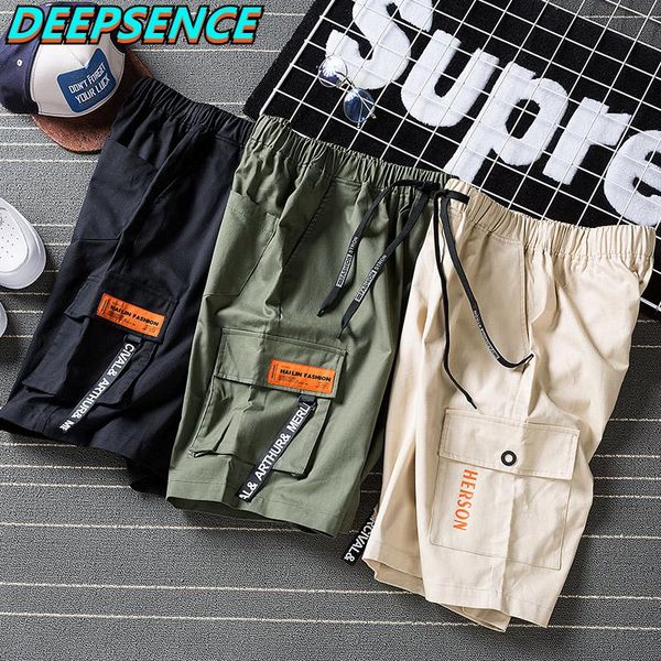 

men's shorts men 2021 spring summer fashion casual punk drawstring pockets letter straight knee length streetwear, White;black