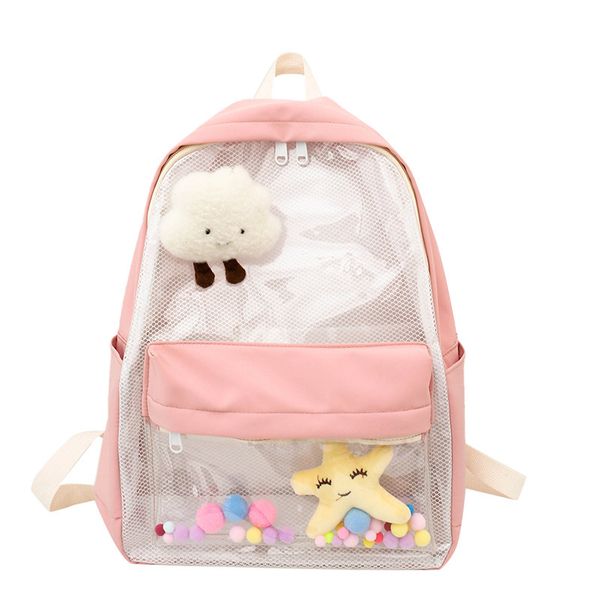 

backpack junior high school students' bag transparent bag female korean version senior small fresh forest department
