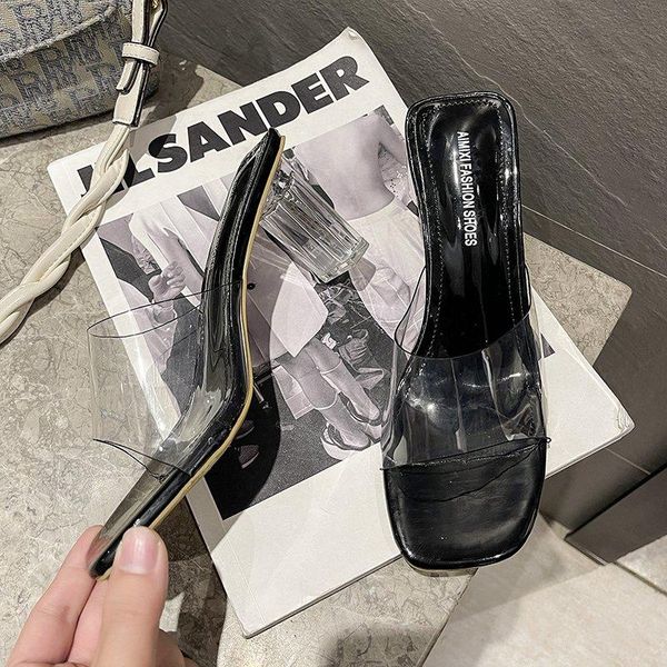 

sandals women's slippers shoes clear platform summer 2021 lady designer girls crystal transparent party high heels pumps, Black
