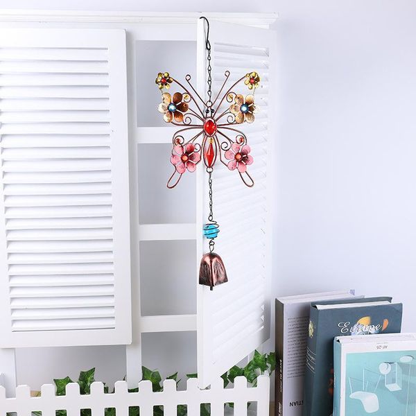 

butterfly wind chimes pendant decoration ring hanging ornament aeolian bells for home garden mdj998 decorative objects & figurines