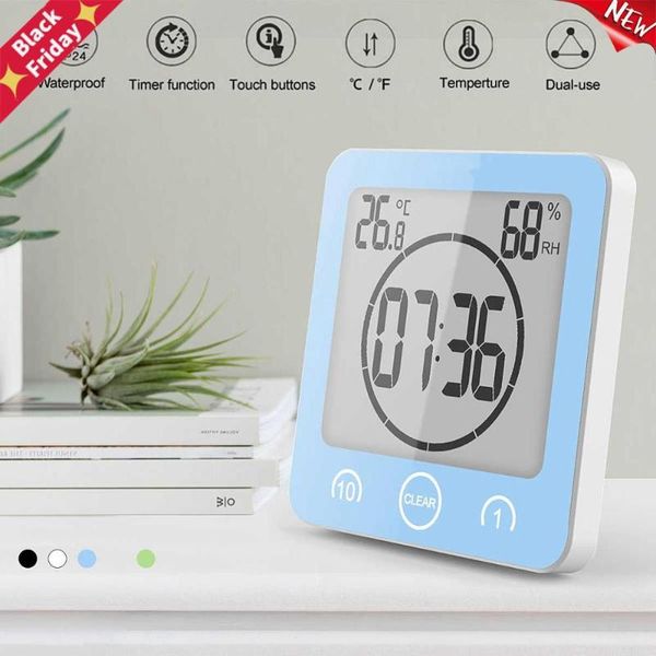 

screen waterproof digital bathroom wall clock temperature humidity countdown time function wash shower hanging clocks timer