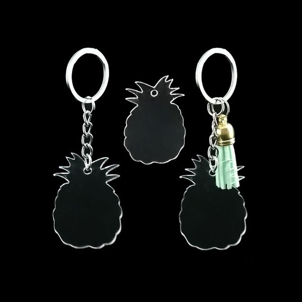 

10pcs wedding guest favor gifts acrylic ananas pendant necklace earrings keychain ring party event decor tag, Silver