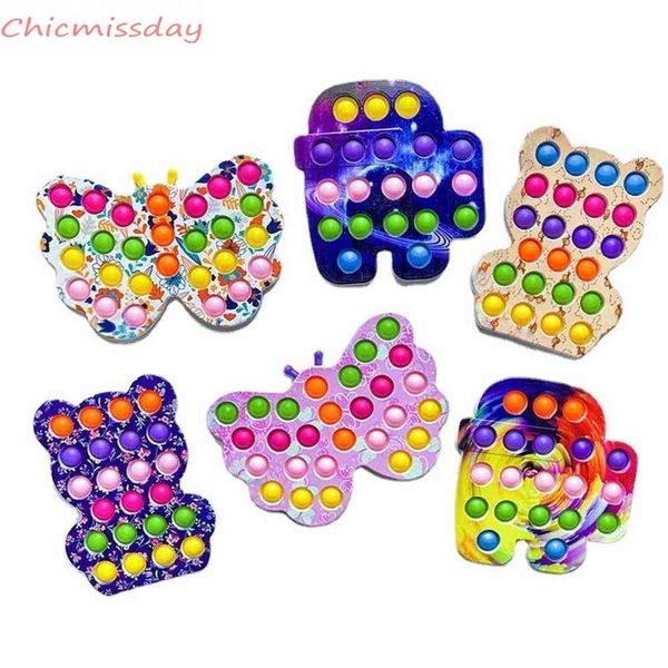 

regular size sensory fidget bubbles board toys rainbow tie dye push bubble butterfly bear multishapes finger puzzle deskdecompression gifts