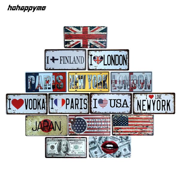 

famous city car american license plate vintage home decor tin sign shabby chic metal sign plaque metal decorative 15*30 cm