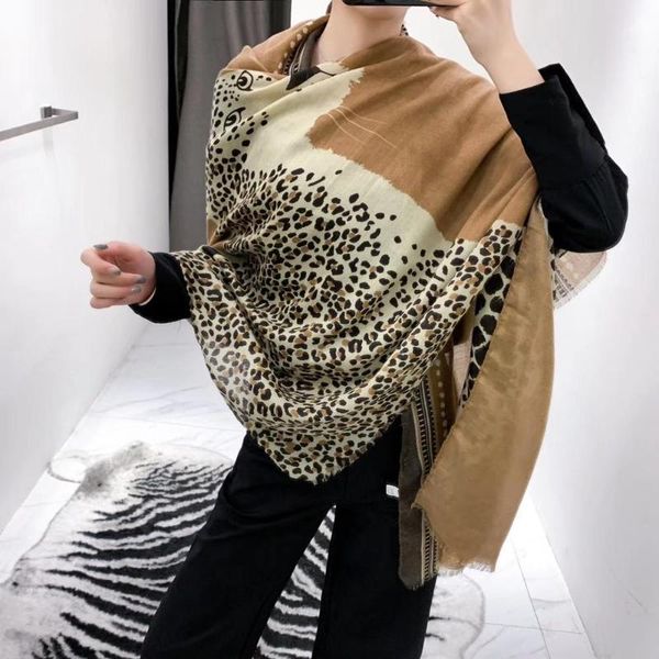 

scarves 2021 autumn leopard print scarf designer tiger and shawls women long bandana sal foulard plus size bufanda mujer, Blue;gray