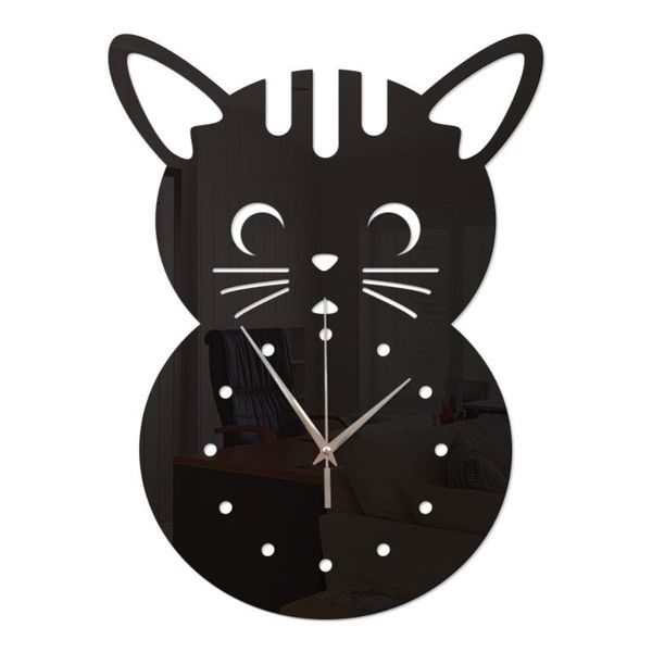 

wall clocks modern fashion selling fast cute cat butterfly mirror black clock design home decor watch 103