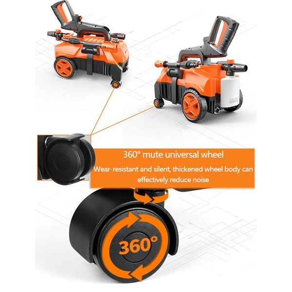 

four-wheel horizontal high-pressure car washing machine automatic brushing artifact pump water gun cleaning watering equipments