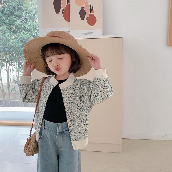 

spring arrival girls long sleeve floral coat kids korean design jackets, Blue;gray