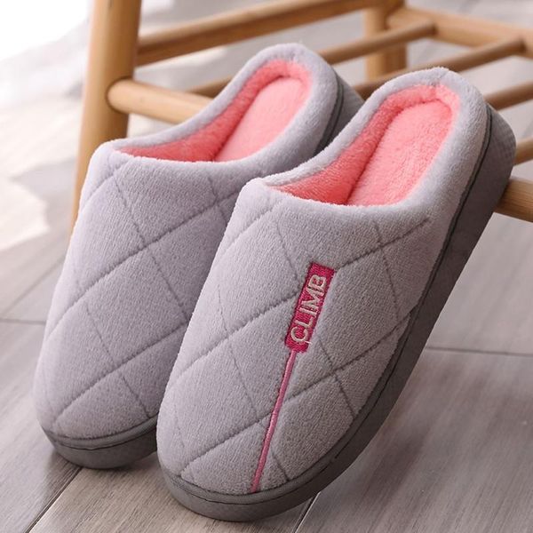 

slippers women's flat for winter warm men home female comfort floor male shoes cotton indoor plush slipper size, Black