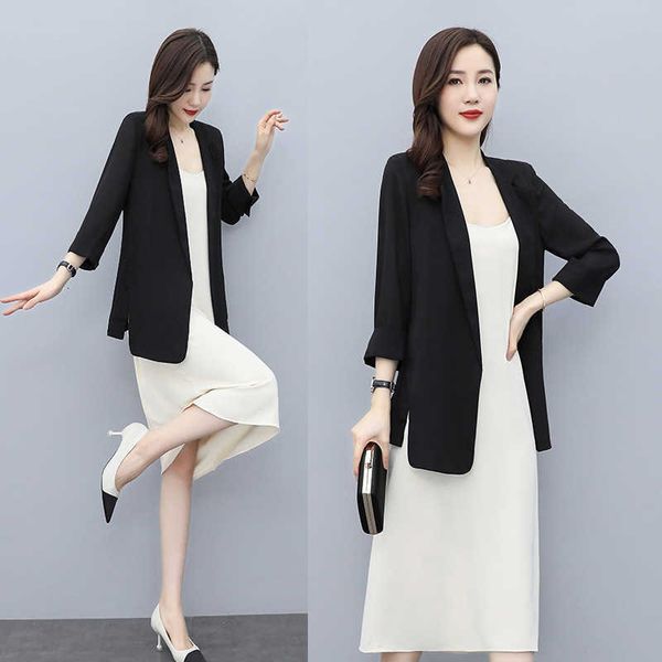

2021 mini suit drs spring temperament chiffon short coat dign, Black;gray