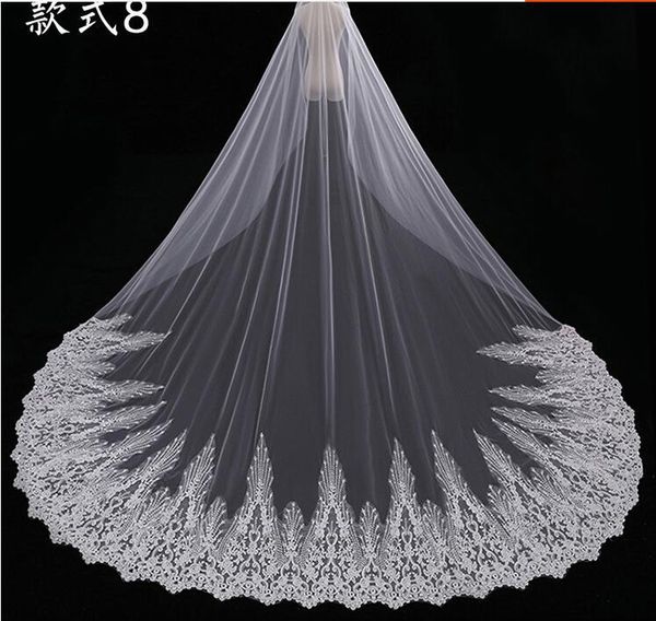 

bridal veils 3meter lace wedding dreses veil with around hem for, Black