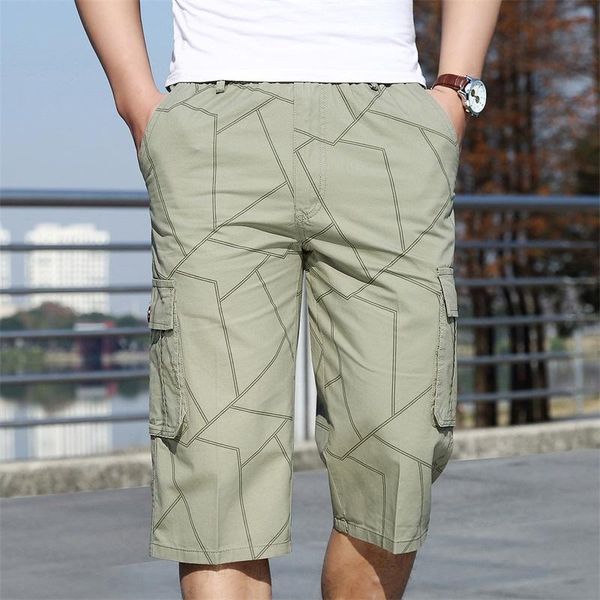 

men's shorts male multi pocket summer loose zipper breeches grey green plus size 6xl short pant casual cotton long mens cargo, White;black