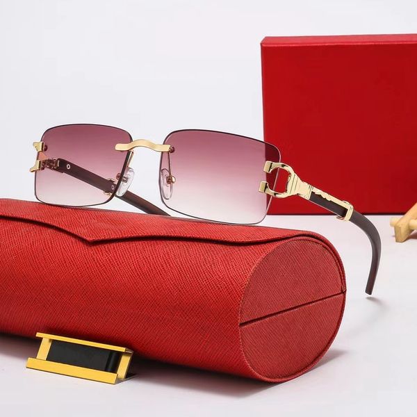 

sunglasses original genuine natural wood grain vertical stripes alloy rimless glasses fashion designer sunglasses for man woman, White;black